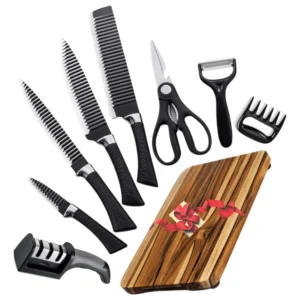 Jogo De Facas Cozinha Churrasco Premium Inóx 8 Peças +brinde