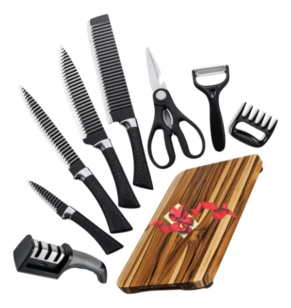 Jogo De Facas Cozinha Churrasco Premium Inóx 8 Peças +brinde