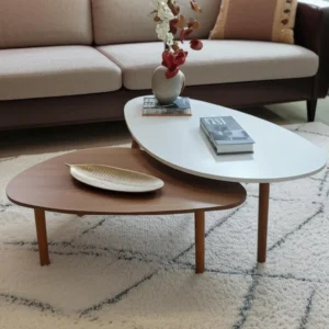 Demoglass Paris conjunto mesa de centro decorativa cor wood off white 2 unidades