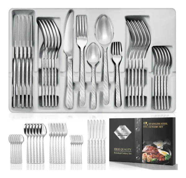 Conjunto De Talheres De Aço Luxo Inoxidável Faqueiros 30 Kit