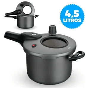 Panela de Pressão Visor Antiaderente 4,5l Grafite MTA