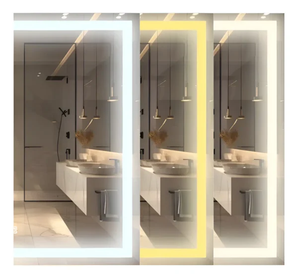 Espelho Decorativo 50x50cm 3 Tons Luz Led Touch Jateado Luxo
