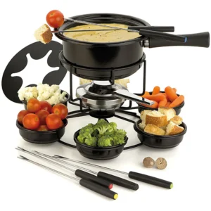 Kit Aparelho Serviço Fondue Giratório 16 Peças Aspen Preto
