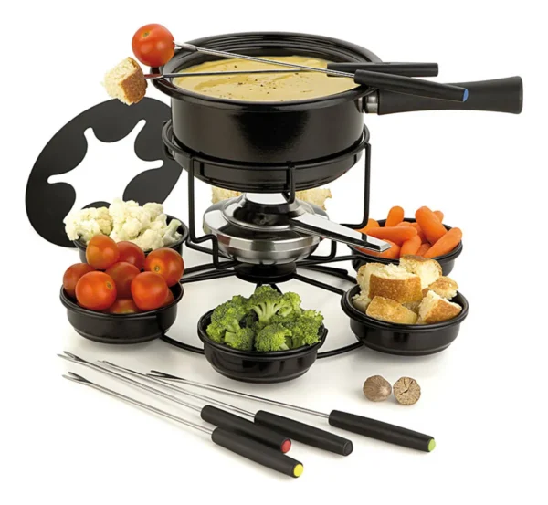 Kit Aparelho Serviço Fondue Giratório 16 Peças Aspen Preto