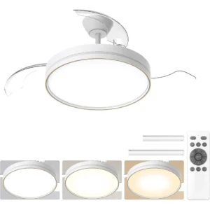Ventilador De Teto Moderno Com Luz Led E Controle Remoto, Silencioso E Econômico, Com 6 Velocidades