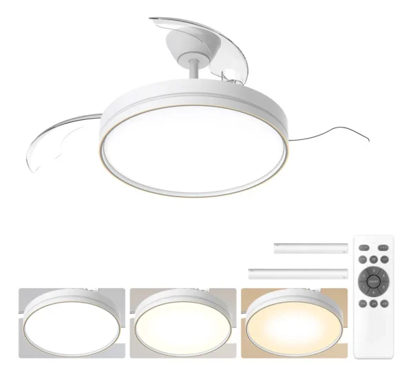 Ventilador De Teto Moderno Com Luz Led E Controle Remoto, Silencioso E Econômico, Com 6 Velocidades