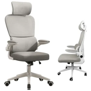 Cadeira de escritório Python Fly XHOCB07 ergonômica branca e cinza com estofado de malha