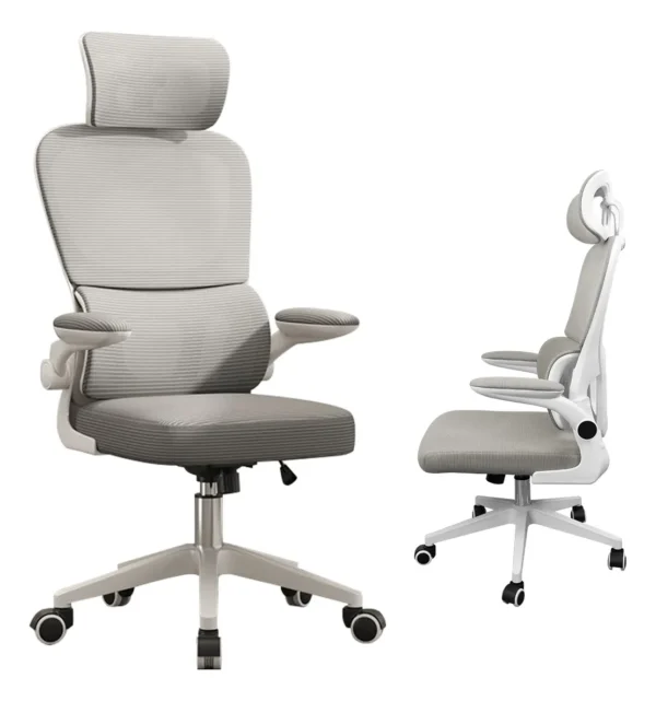 Cadeira de escritório Python Fly XHOCB07 ergonômica branca e cinza com estofado de malha