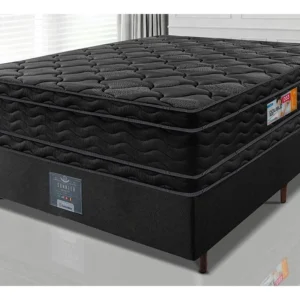 Cama Box Casal Colchão OrtoFirm Black e Box 138x188x71