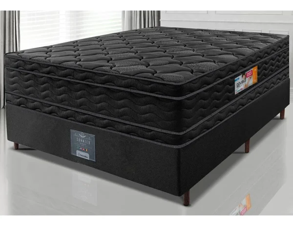Cama Box Casal Colchão OrtoFirm Black e Box 138x188x71